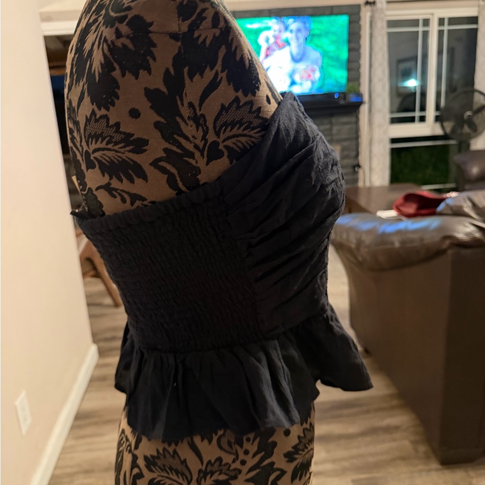 Free People Black Ruched Strapless Peplum‎ Smocked Top Medium - Picture 7 of 7